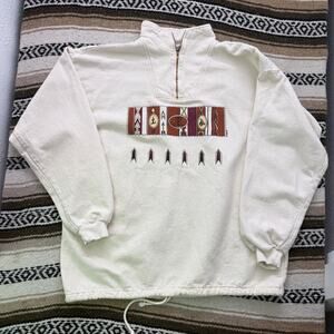 Vintage 90's Taylor White 1/4 Zip Pullover Western Cowboy White Jacket Sz Large